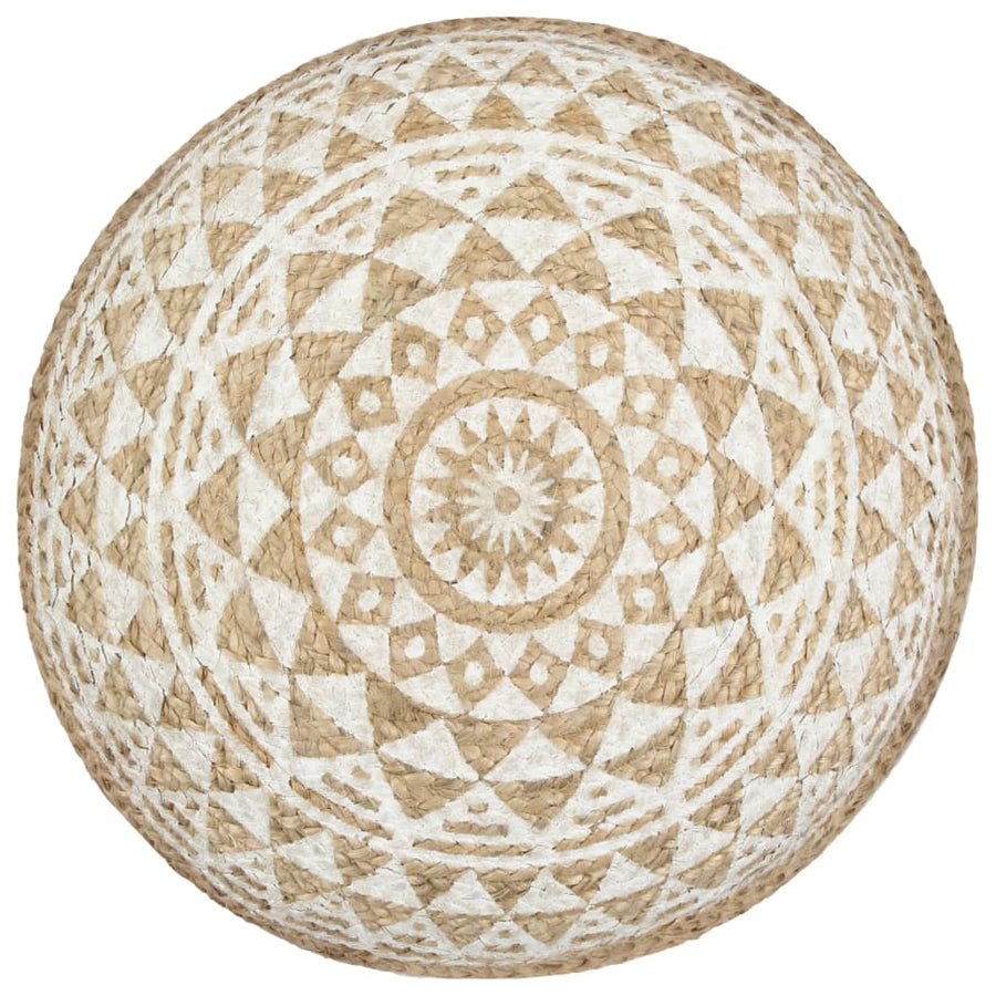 Poef Handgemaakt 45X30 Cm Jute Wit