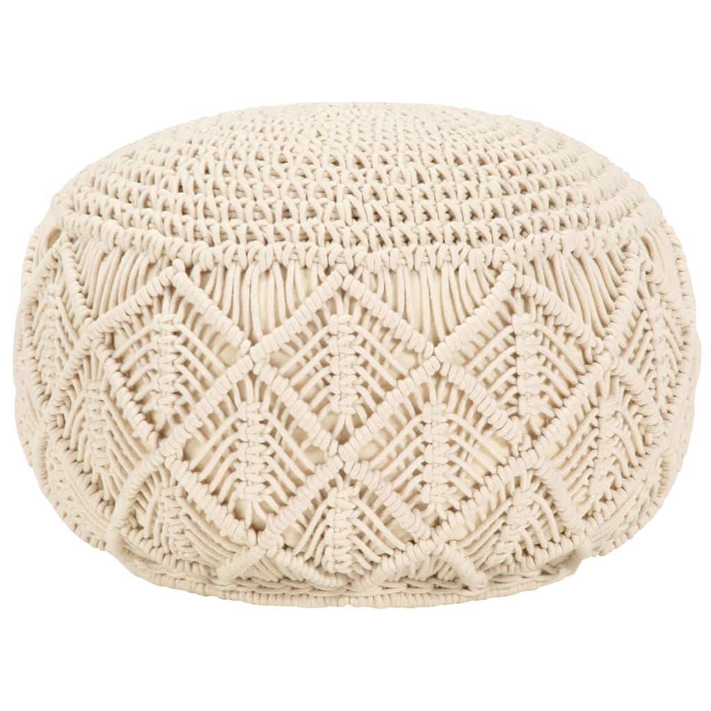 Poef Macramé Handgemaakt 45X30 Cm Katoen Patroon 3