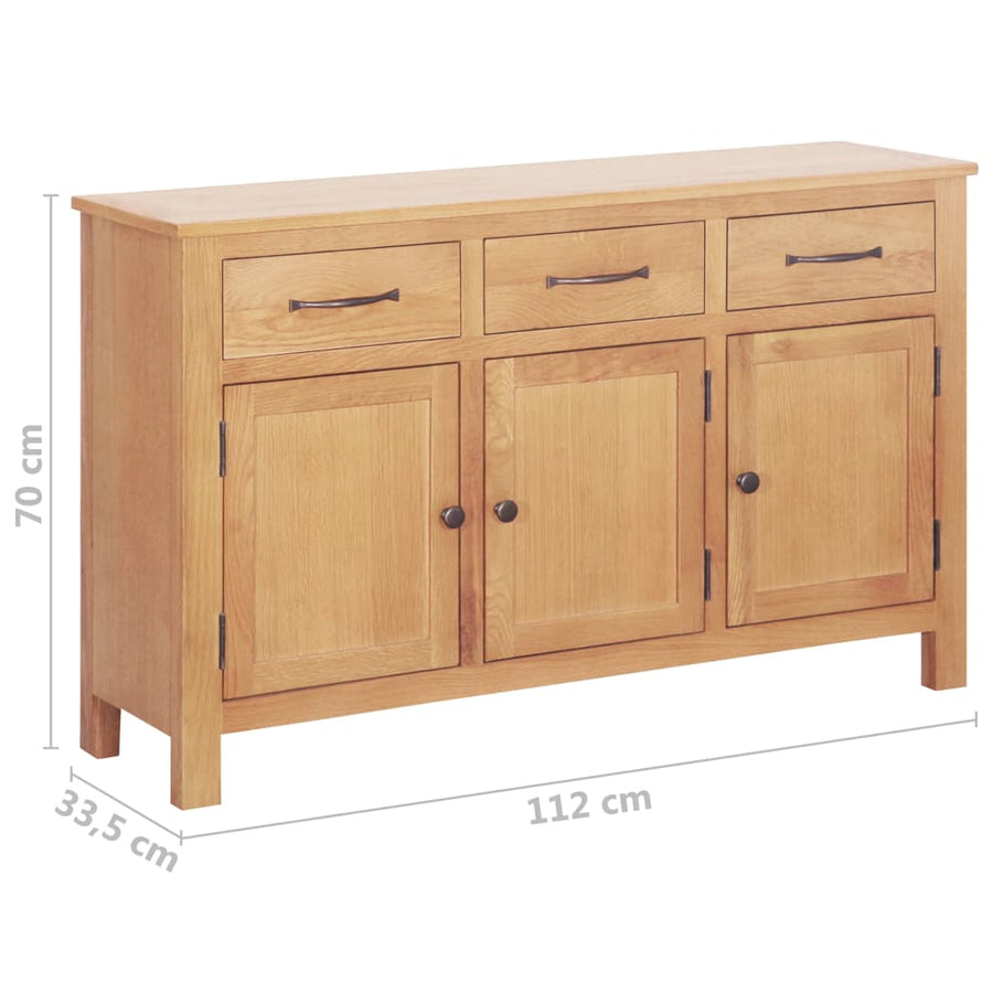 Dressoir 112X33,5X70 Cm Massief Eikenhout
