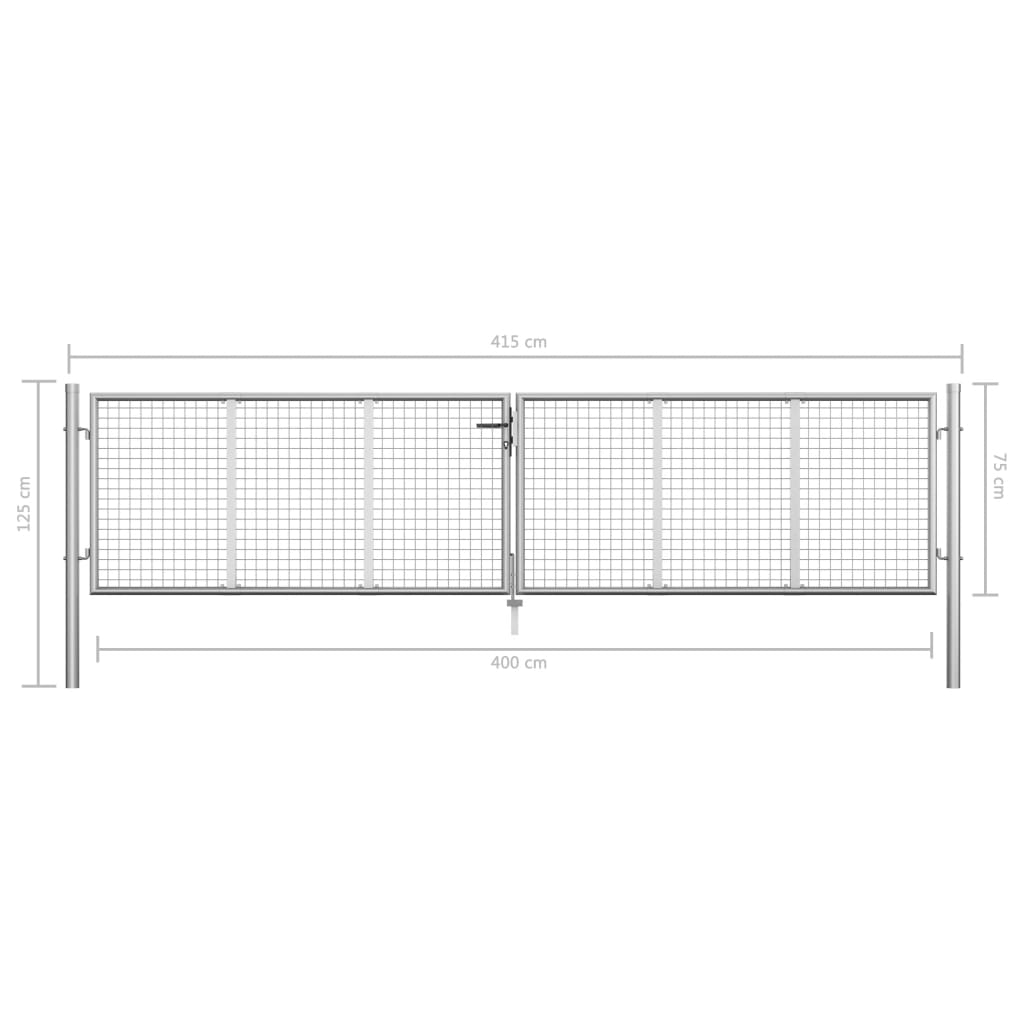 Poort 415x125 cm gegalvaniseerd staal zilverkleurig 415 x 125 cm Zilver