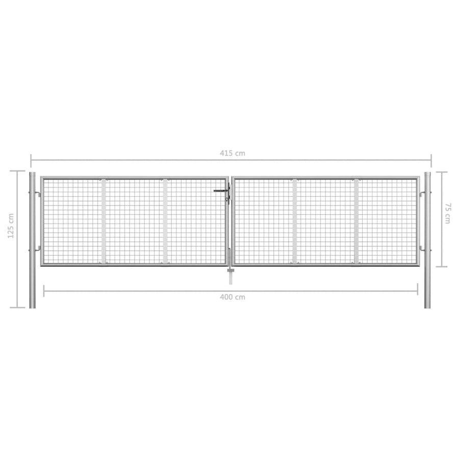 Poort 415x125 cm gegalvaniseerd staal zilverkleurig 415 x 125 cm Zilver