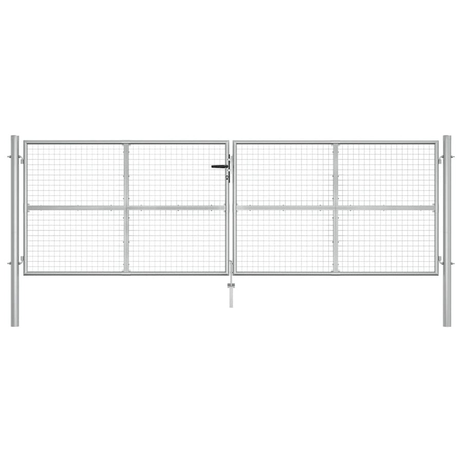 Poort 415x175 cm gegalvaniseerd staal zilverkleurig 415 x 175 cm Zilver