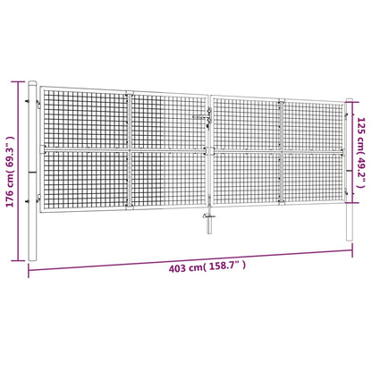 Poort 415x175 cm gegalvaniseerd staal zilverkleurig 415 x 175 cm Zilver