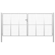 Tuinpoort 400x175 cm gegalvaniseerd staal zilver