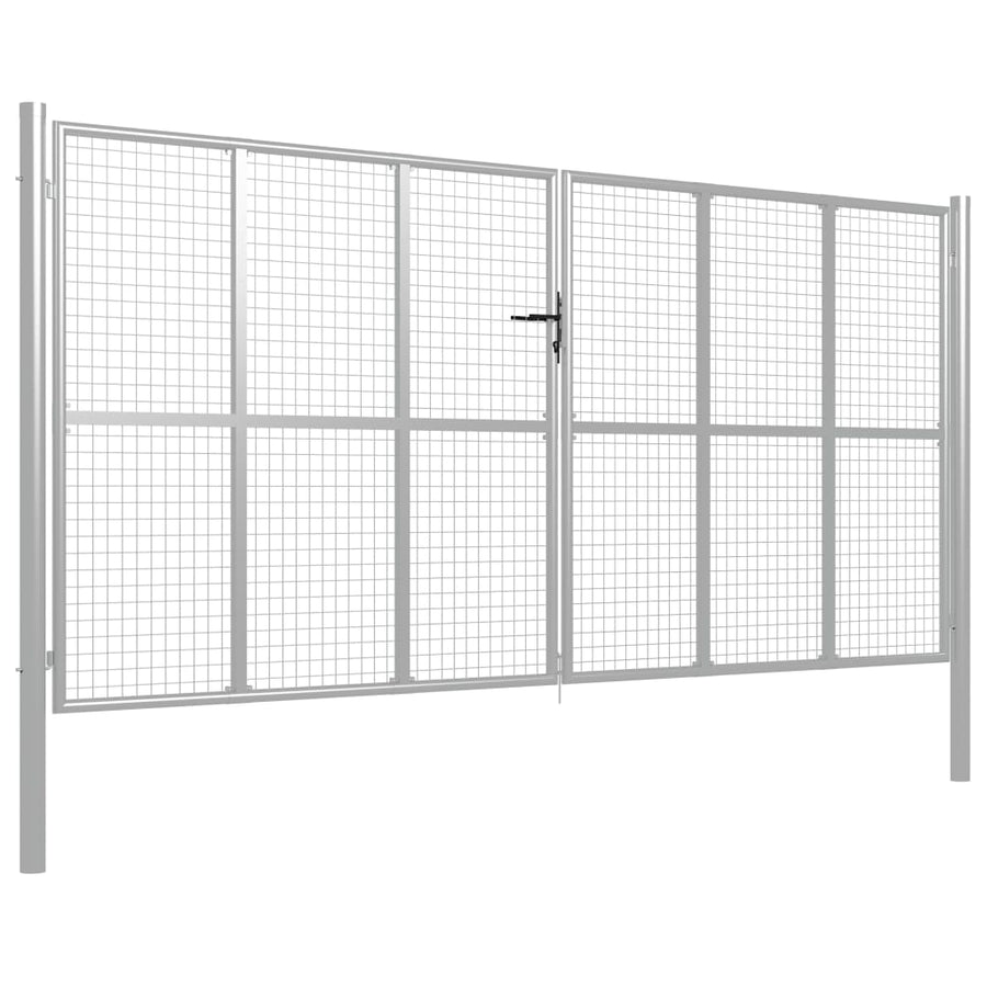 Poort 415x225 cm gegalvaniseerd staal zilverkleurig 415 x 225 cm Zilver
