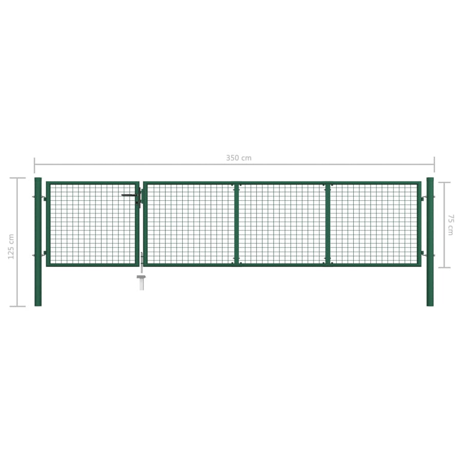 Poort Staal 350 x 75 cm Groen