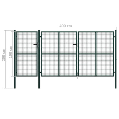 Poort 400x150 cm staal groen 400 x 150 cm Groen