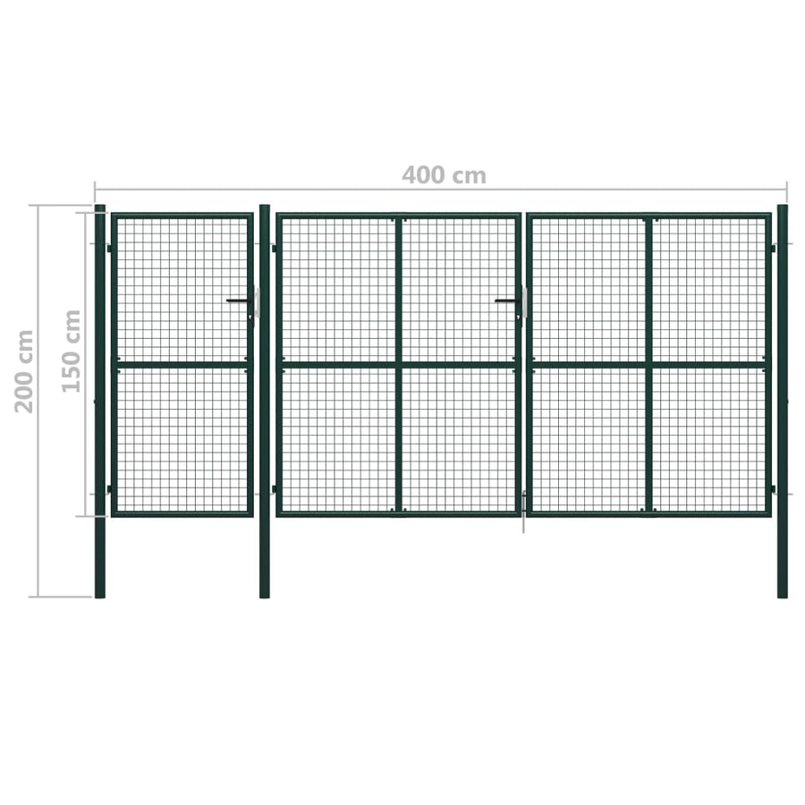 Poort 400x150 cm staal groen 400 x 150 cm Groen