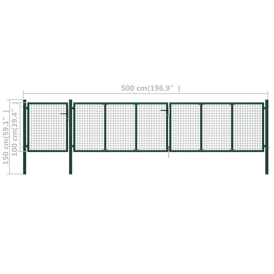 Poort 500x100 cm staal groen 500 x 100 cm Groen