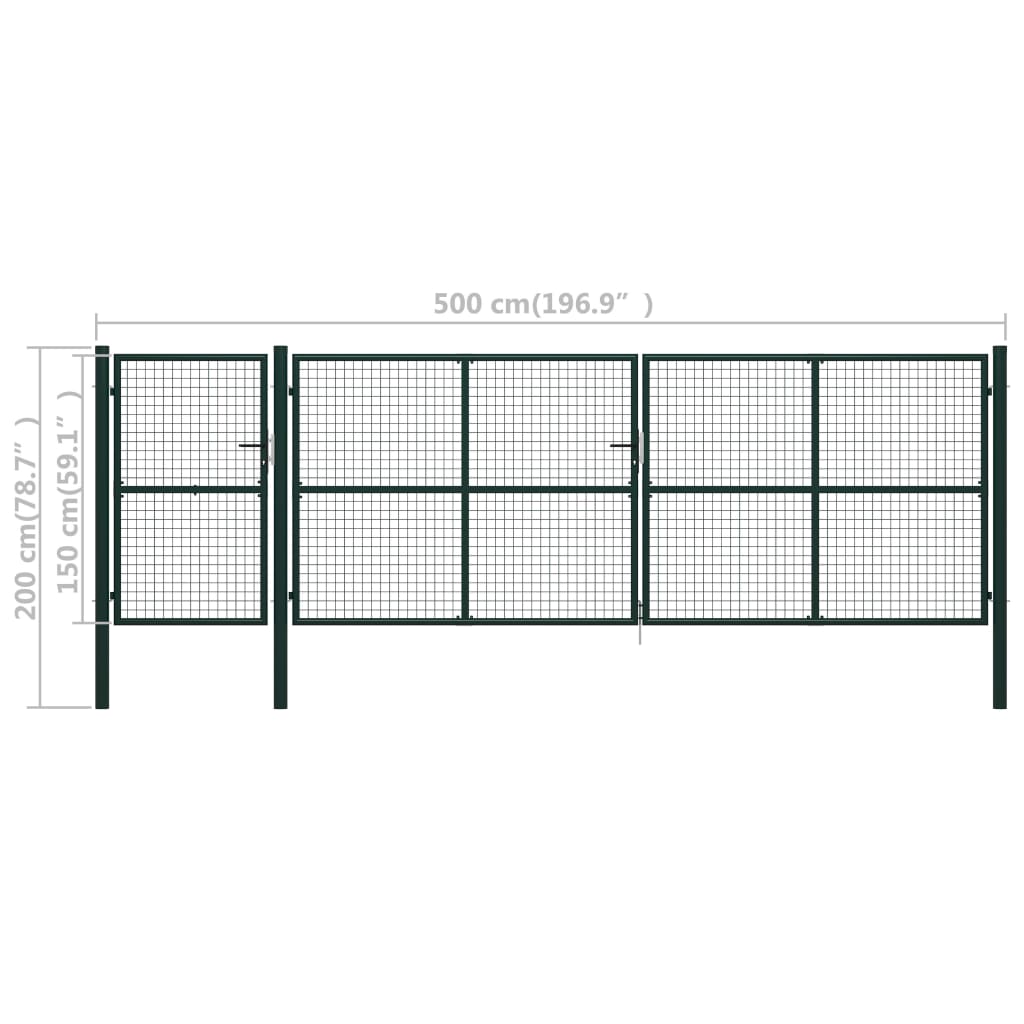 Tuinpoort Staal 500 x 150 cm Groen
