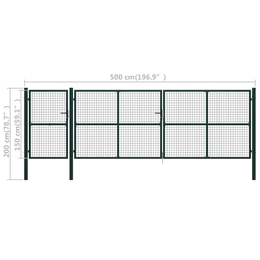 Tuinpoort Staal 500 x 150 cm Groen