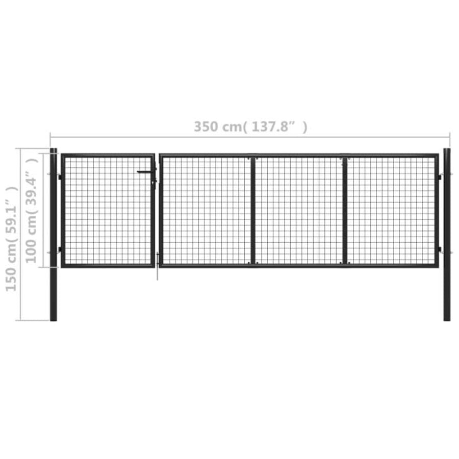 Poort 350x100 cm staal antraciet 350 x 100 cm Antraciet