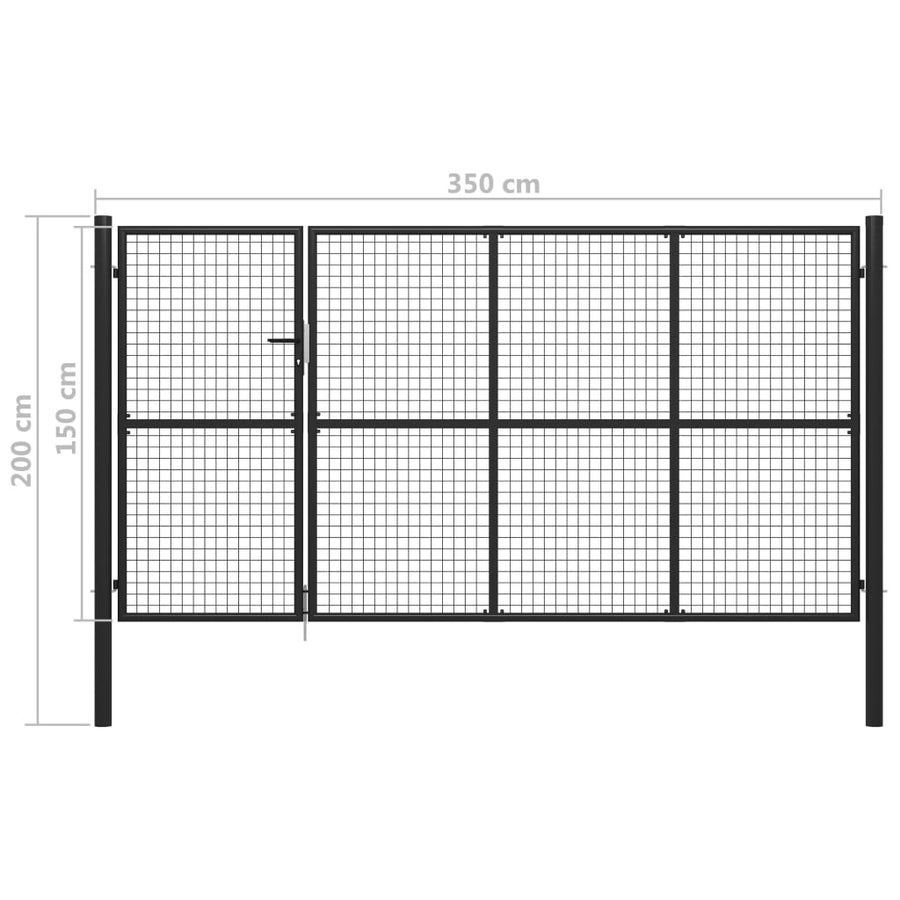 Poort Staal 350 x 150 cm Antraciet