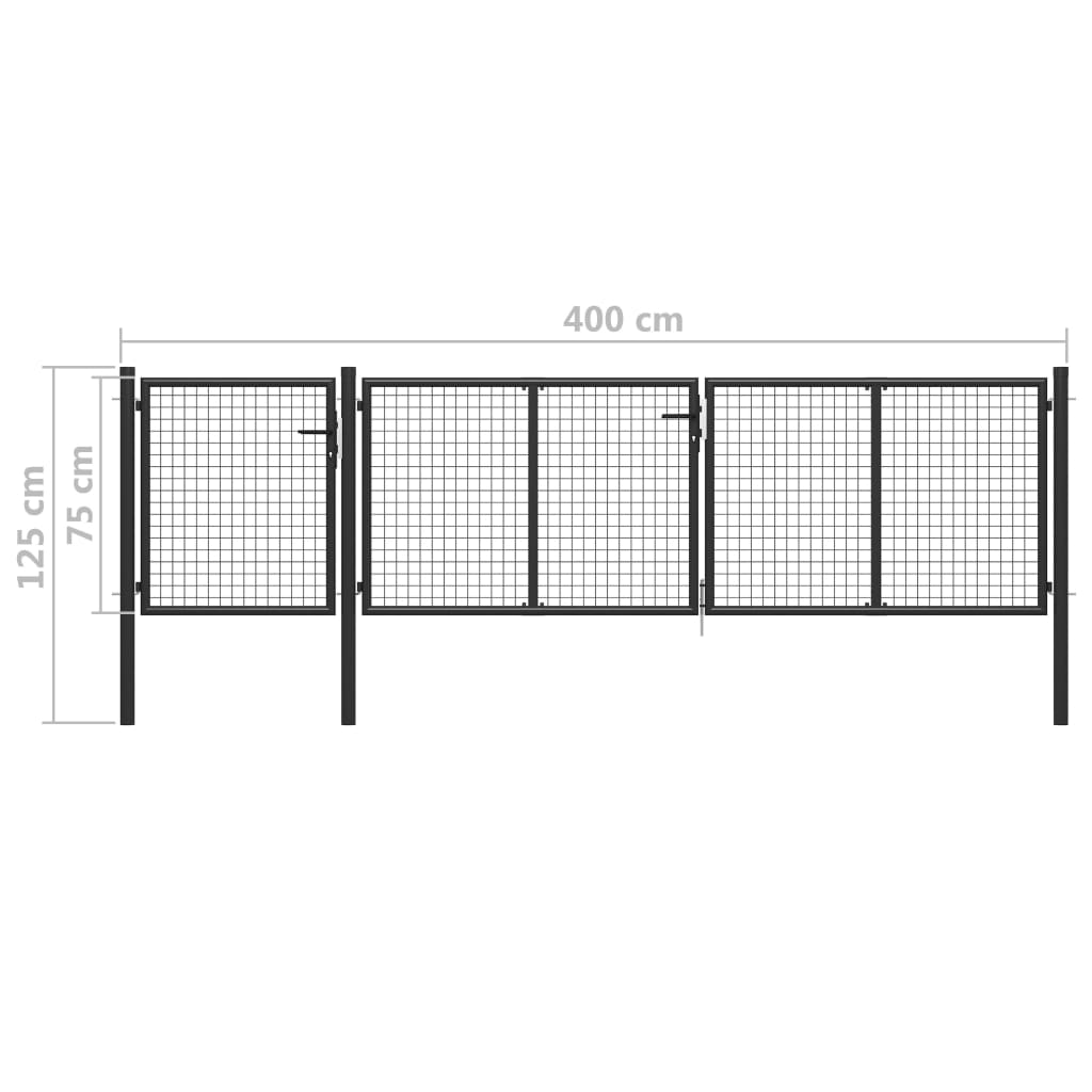 Poort 400x75 cm staal antraciet 400 x 75 cm Antraciet