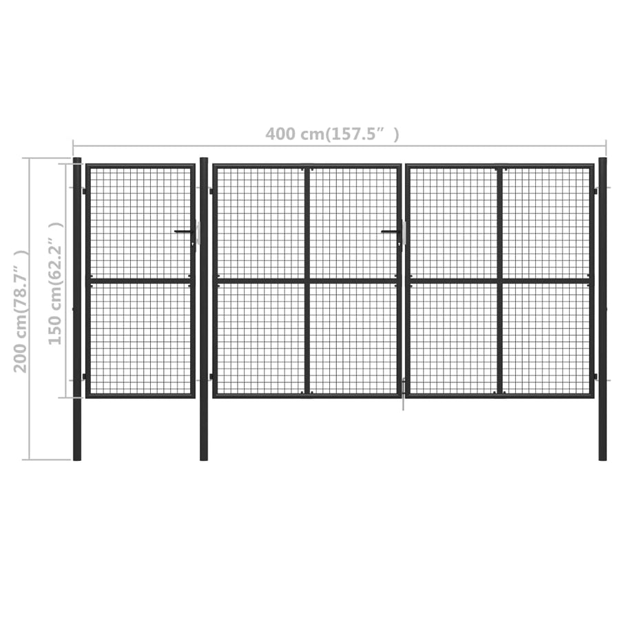 Poort 400x150 cm staal antraciet 400 x 150 cm Antraciet