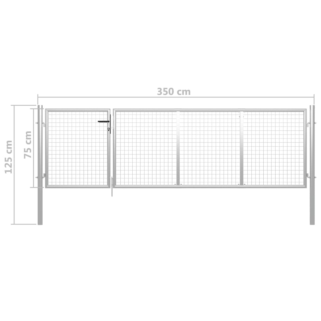 Poort 350x75 cm staal zilverkleurig 350 x 75 cm Zilver