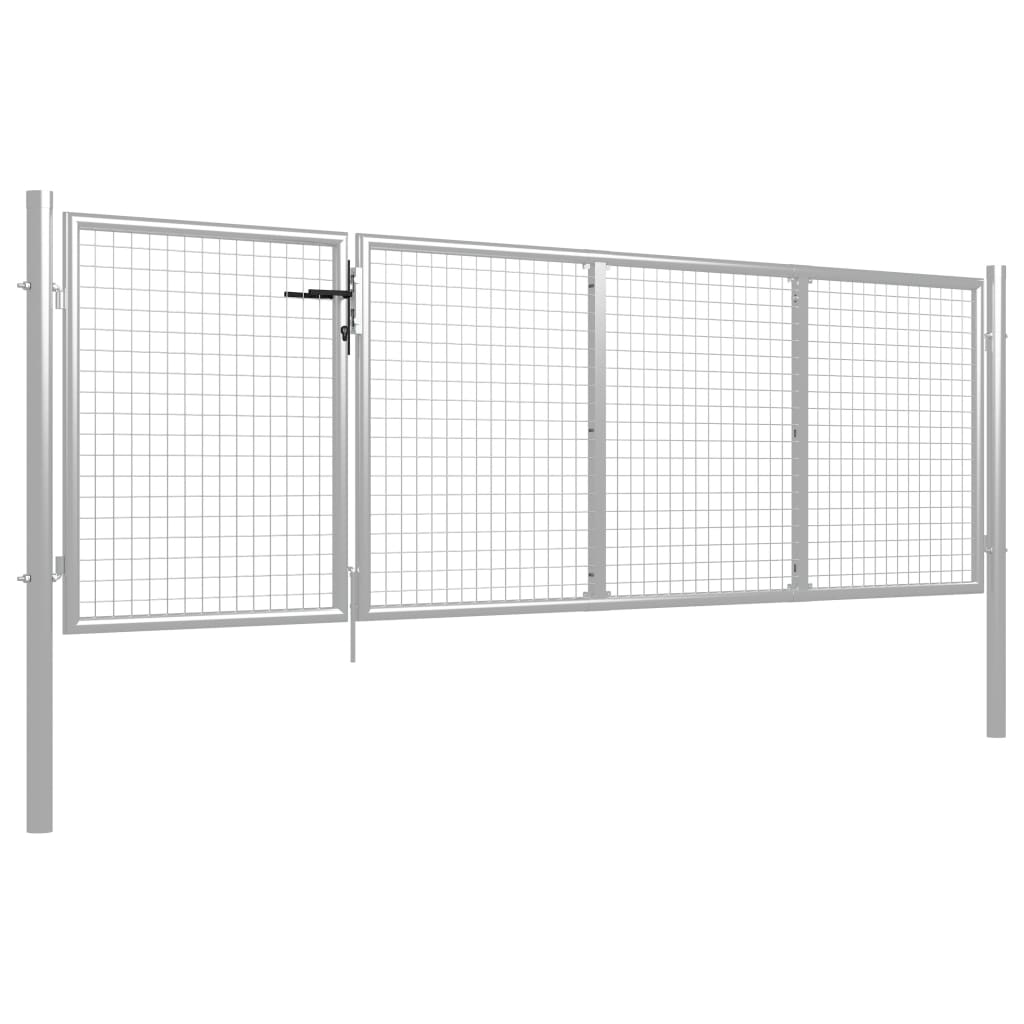 Poort Staal Kleurig 350 x 100 cm Zilver