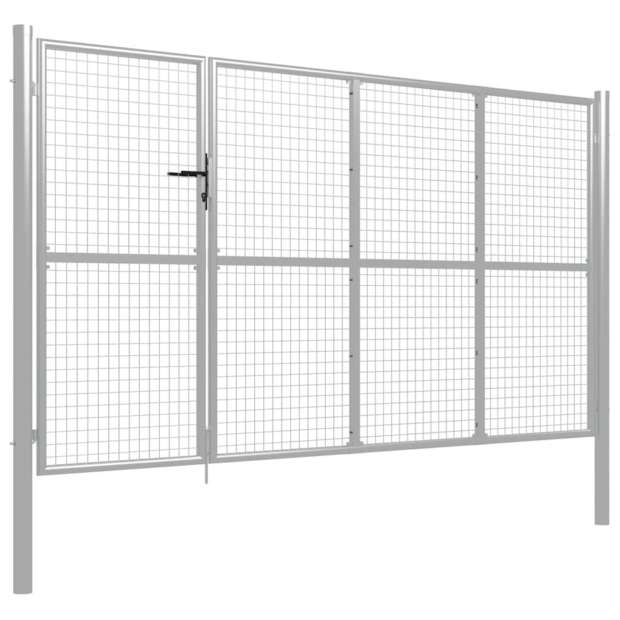 Poort 350x150 cm staal zilverkleurig 350 x 150 cm Zilver