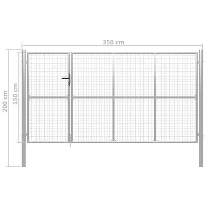 Poort 350x150 cm staal zilverkleurig 350 x 150 cm Zilver