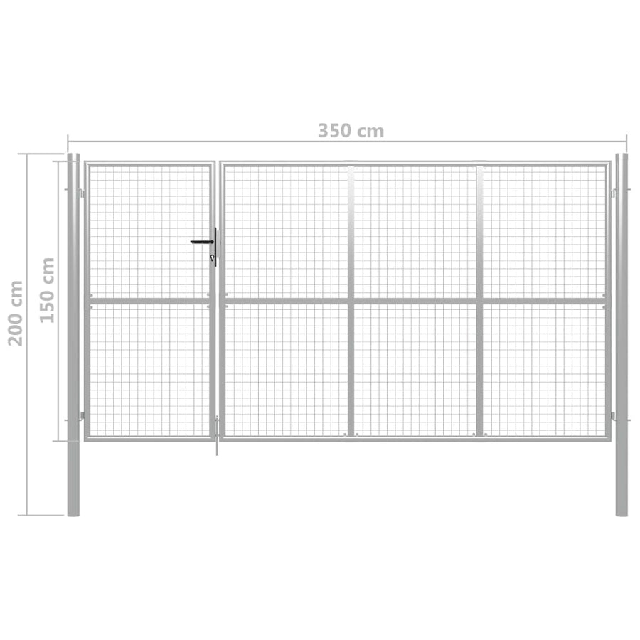 Poort 350x150 cm staal zilverkleurig 350 x 150 cm Zilver