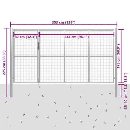 Poort 350X175 Cm Staal Zilverkleurig