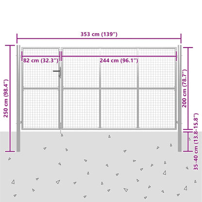 Poort 350X200 Cm Staal Zilverkleurig