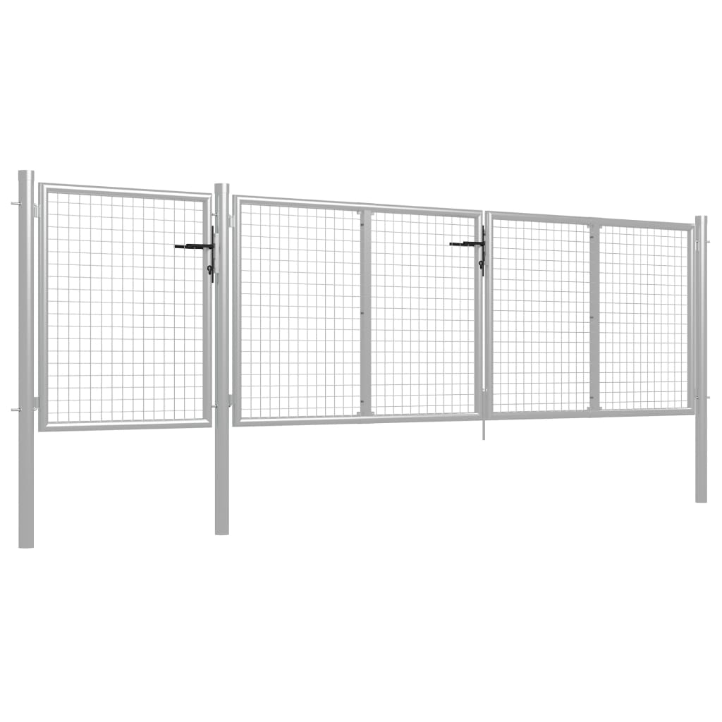 Poort 400x75 cm staal zilverkleurig 400 x 75 cm Zilver