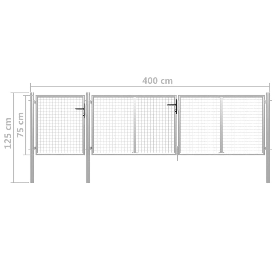 Poort 400x75 cm staal zilverkleurig 400 x 75 cm Zilver