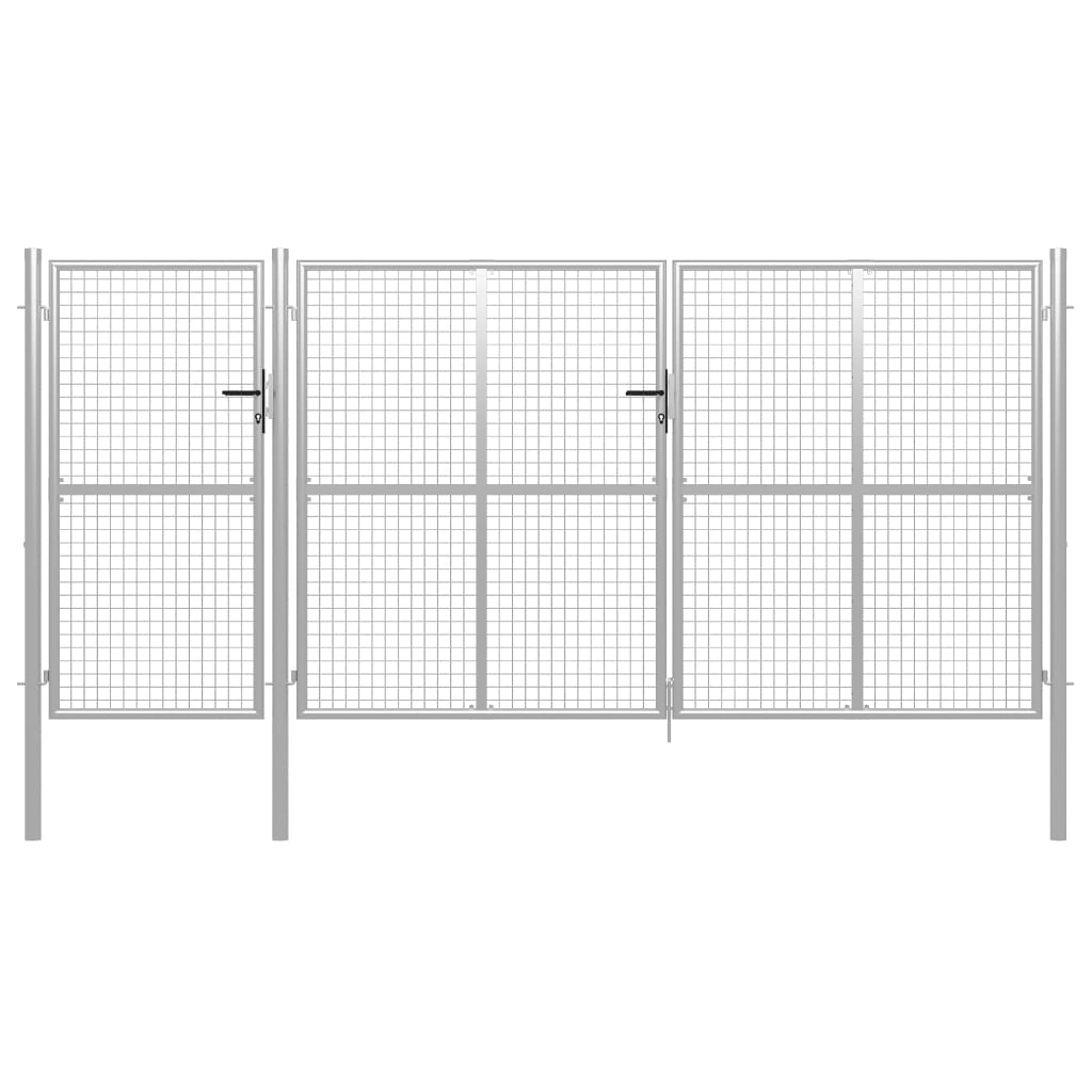 Poort 400x150 cm staal zilverkleurig 400 x 150 cm Zilver