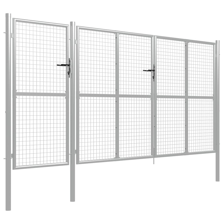 Poort 400x150 cm staal zilverkleurig 400 x 150 cm Zilver