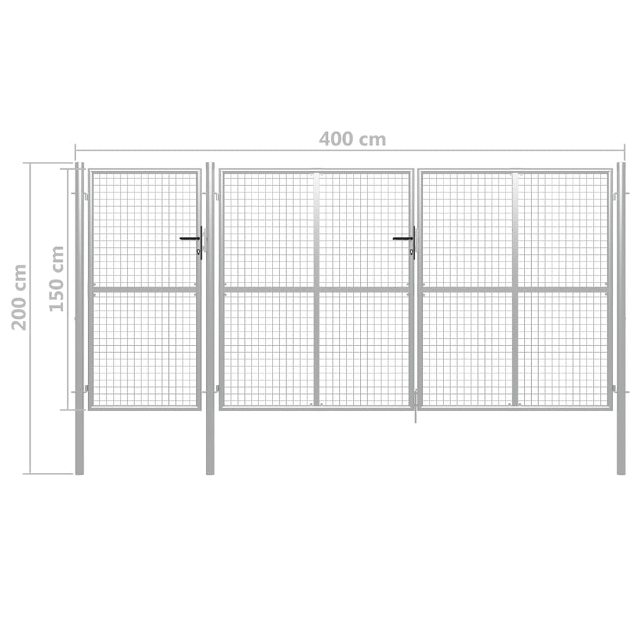 Poort 400x150 cm staal zilverkleurig 400 x 150 cm Zilver