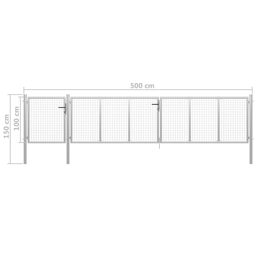 Poort 500x100 cm staal zilverkleurig 500 x 100 cm Zilver