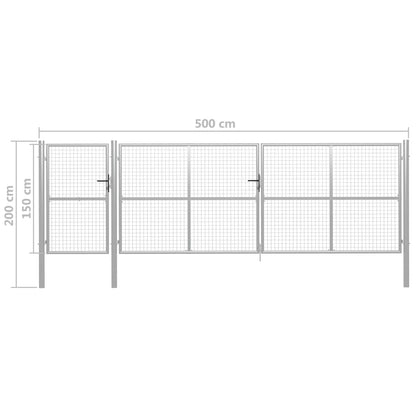 Poort 500x150 cm staal zilverkleurig 500 x 150 cm Zilver
