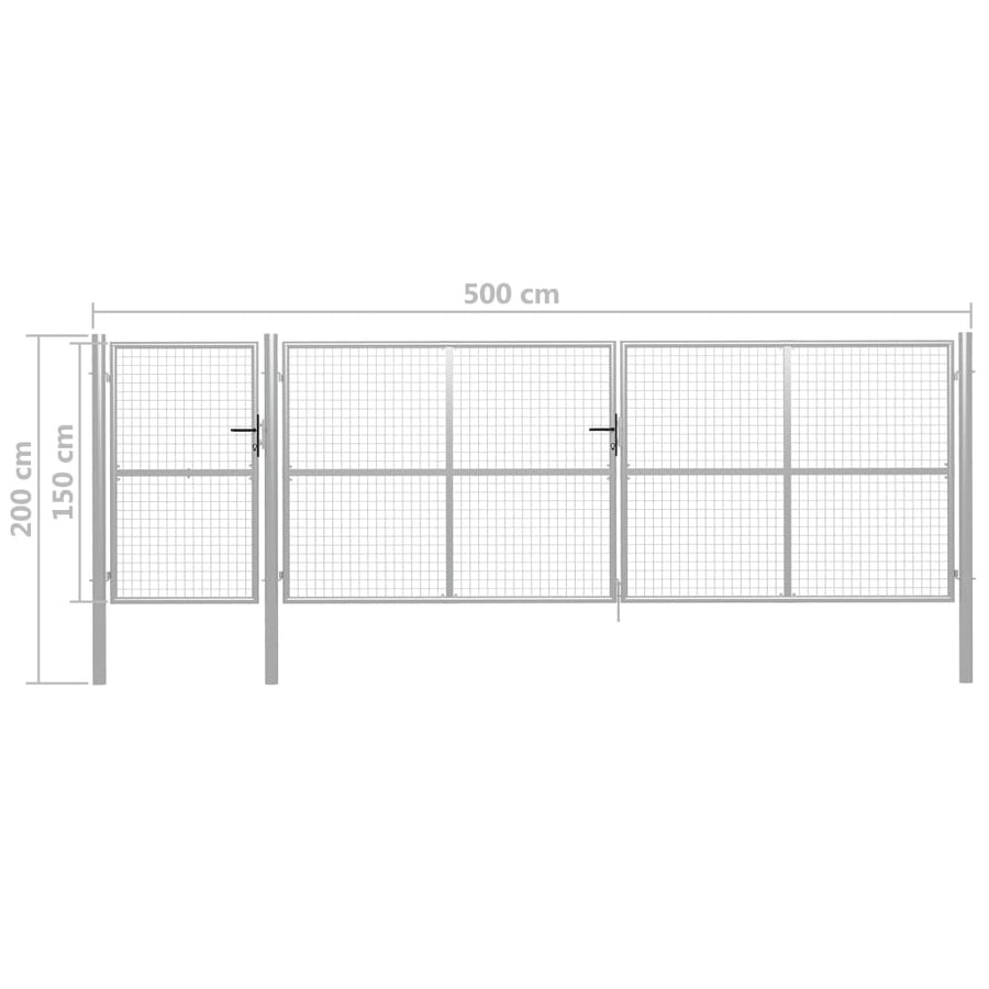 Poort 500x150 cm staal zilverkleurig 500 x 150 cm Zilver