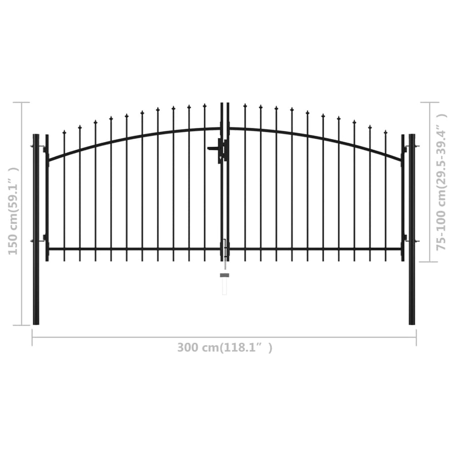 Hekpoort Dubbele Deur Met Speren Bovenkant 300X150 Cm 300 x 150 cm