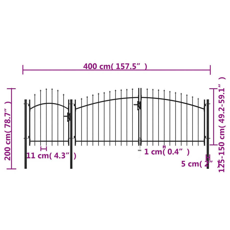 Poort 2X4 M Staal Zwart 2 x 4 m