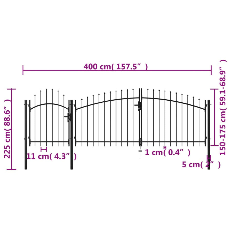 Poort 2,25X4 M Staal Zwart 2.25 x 4 m