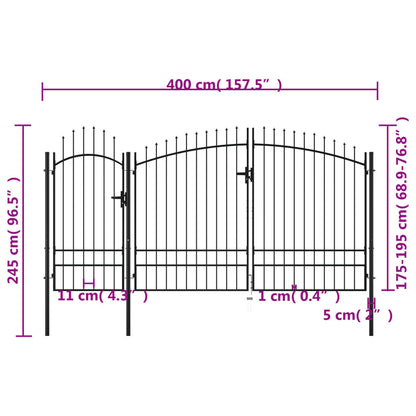 Poort 2,45X4 M Staal Zwart 2.45 x 4 m