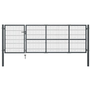 Tuinpoort met palen staal 350x100 cm antraciet
