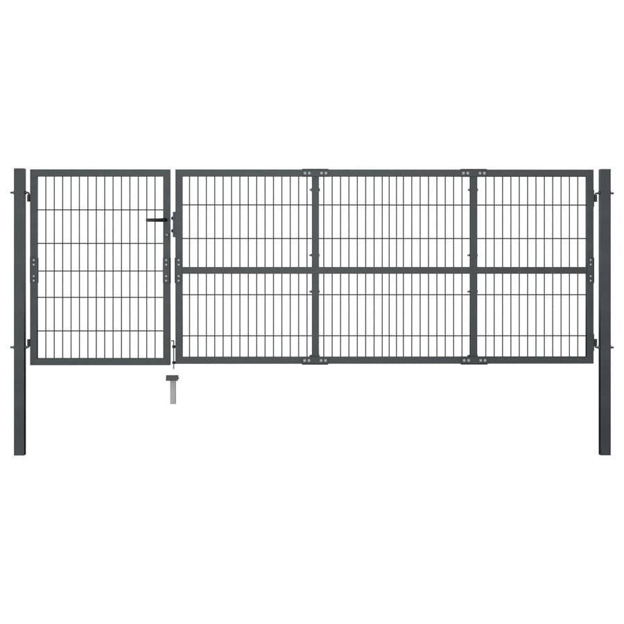 Poort Met Palen 350X100 Cm Staal Antraciet