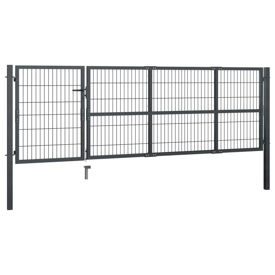 Poort Met Palen 350X100 Cm Staal Antraciet