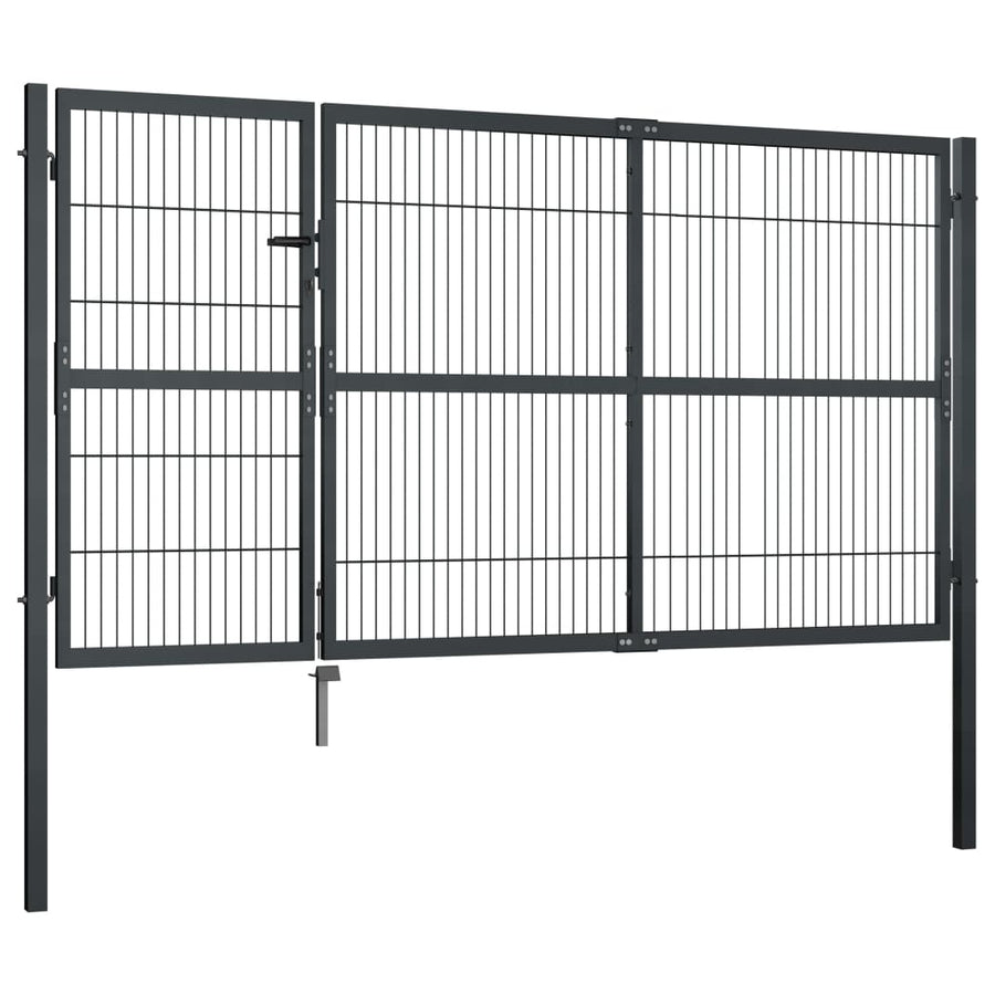 Poort met palen 350x140 cm staal antraciet 140 cm Antraciet