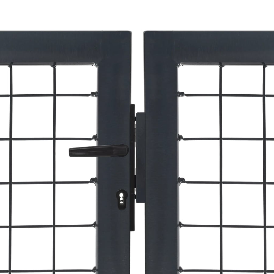 Poort met palen 350x140 cm staal antraciet 140 cm Antraciet