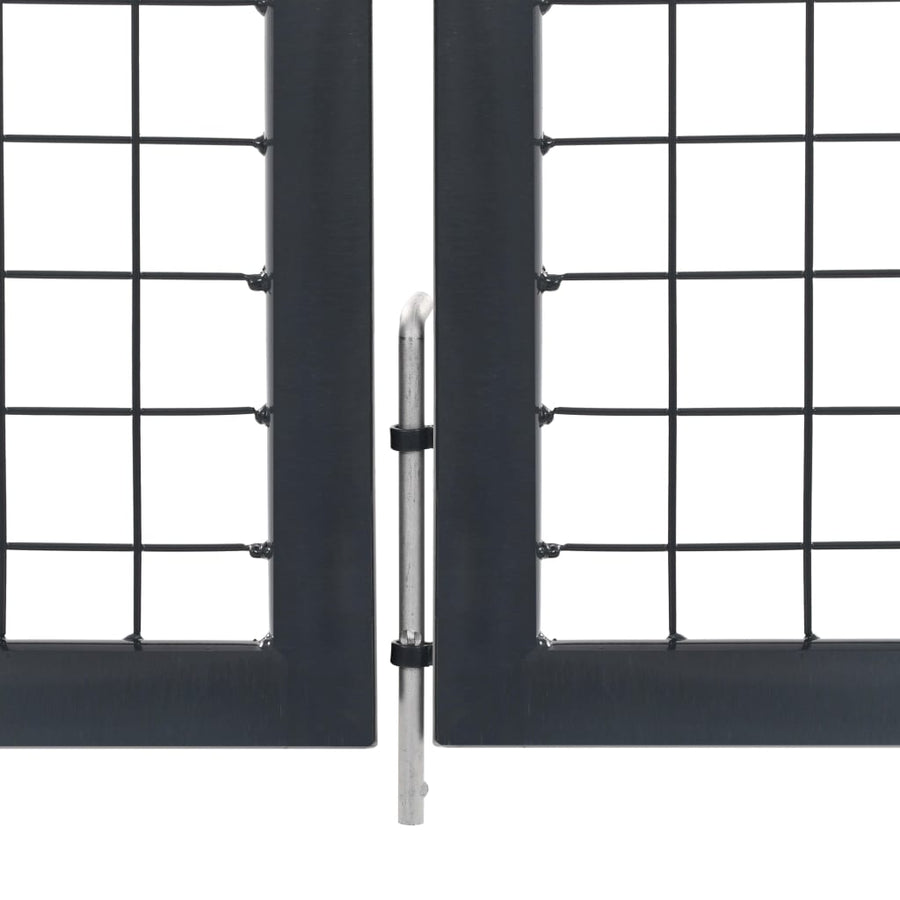 Poort met palen 350x140 cm staal antraciet 140 cm Antraciet