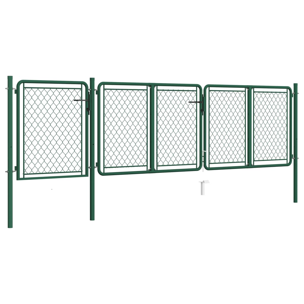 Tuinpoort staal 400x75 cm groen