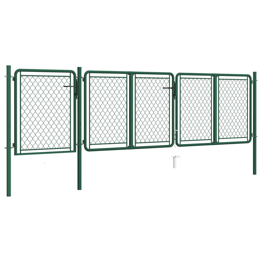 Tuinpoort staal 400x75 cm groen