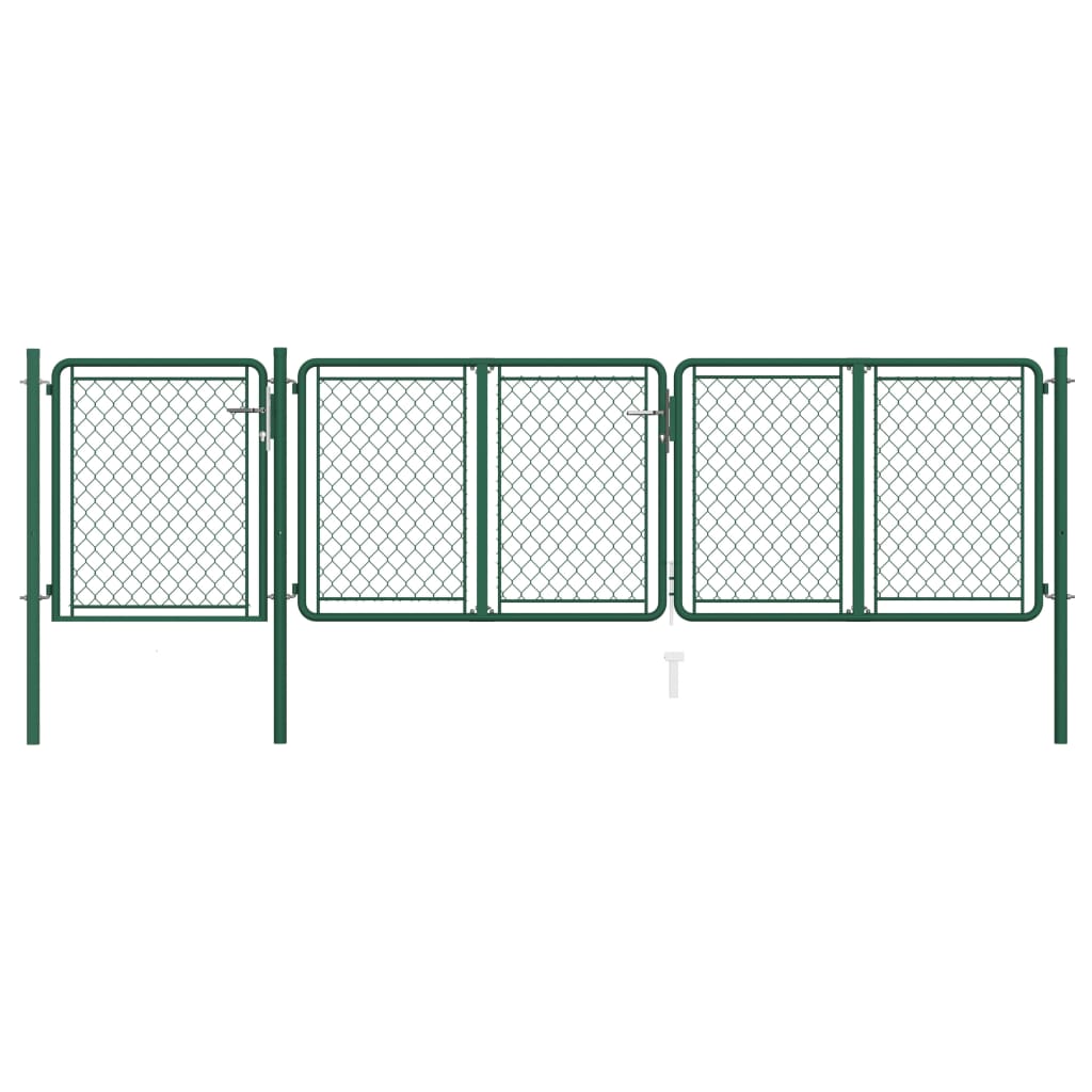 Tuinpoort staal 400x75 cm groen