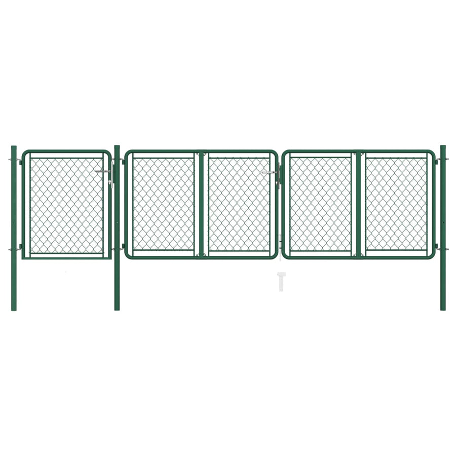 Tuinpoort staal 400x75 cm groen