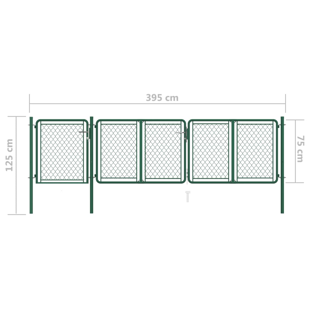 Tuinpoort staal 400x75 cm groen