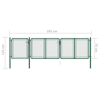 Tuinpoort staal 400x75 cm groen